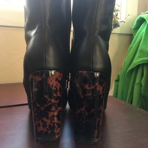 Fun Block Heel Black Pleather booties